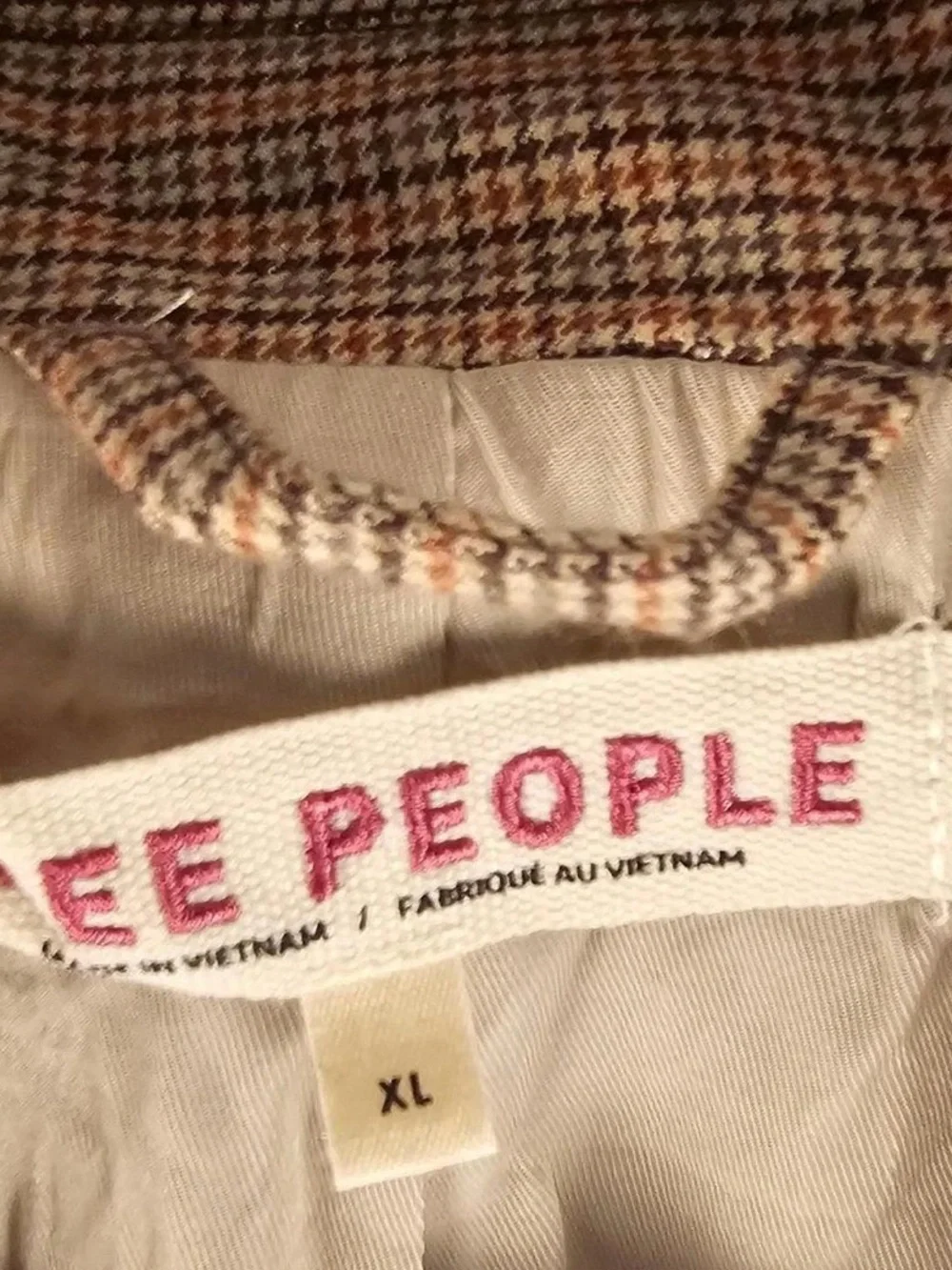 Free People Reggie Blazer Ginger Combo XL Plaid Oversized Blazer